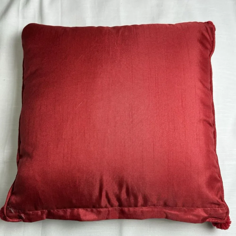 Holiday Embellished Christmas Tree Decorative Throw Pillow Zip Cover 16”x16”
